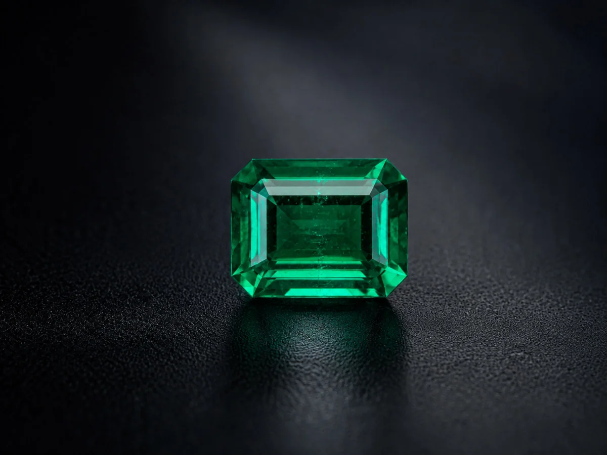 Loose lab-grown emeralds